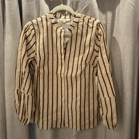 Parterre Remy Top in Brown Stripe - Picture 3 of 4